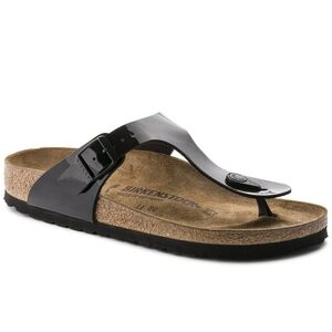 Birkenstock Gizeh Birko-Flor Thong Sandals in Black Patent Leather